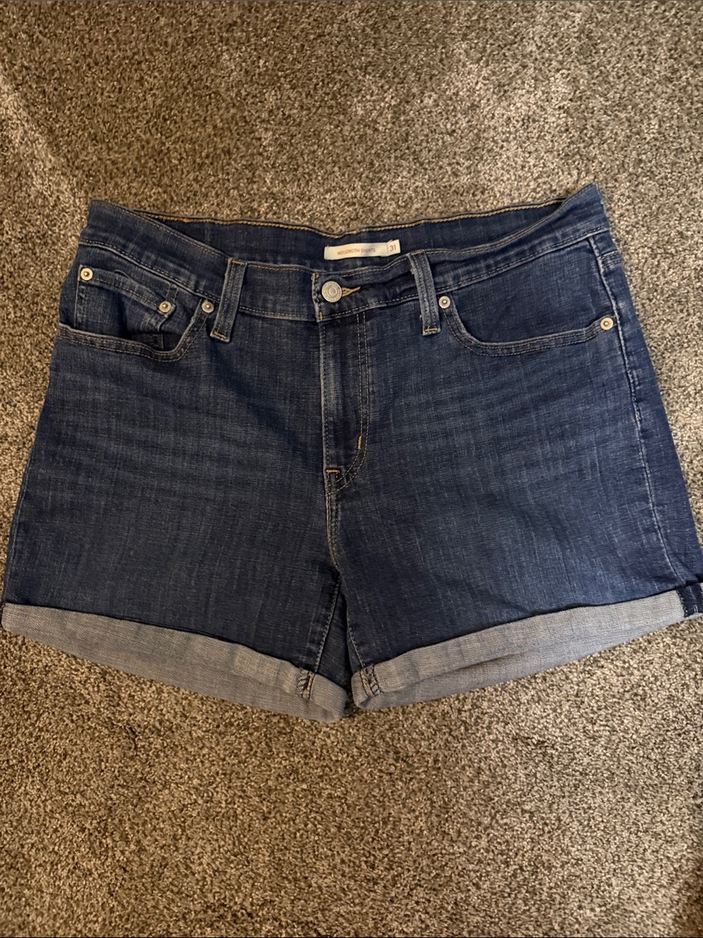 Levi's Dark Blue Rolled-Hem Denim Shorts